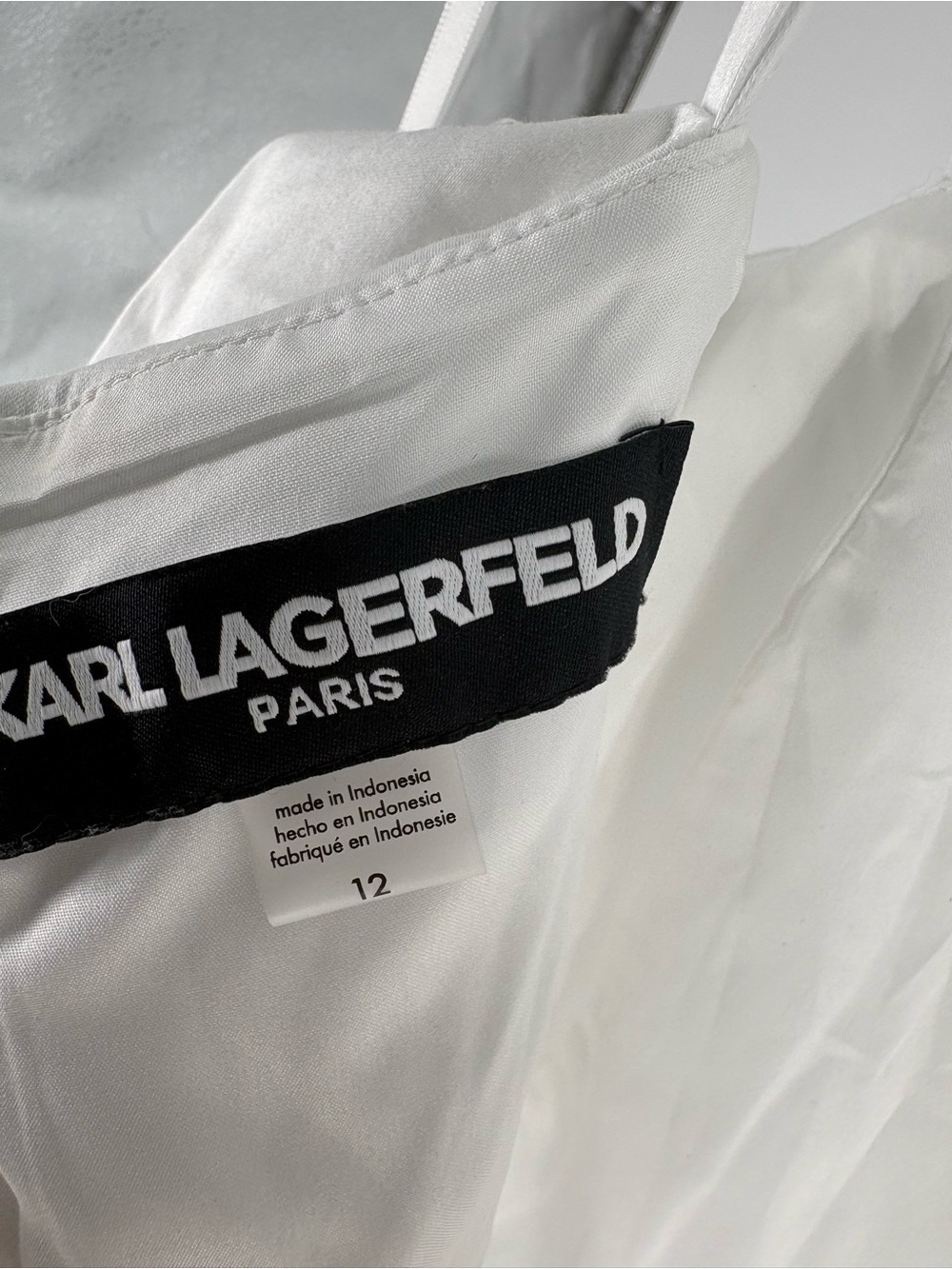 New Elegant Karl Lagerfeld Off-Shoulder Midi Dress in Light Gray size 12 - Picture 4 of 7